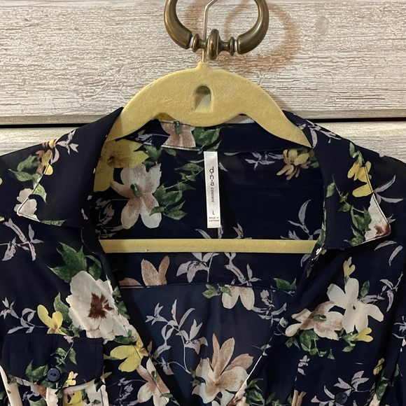 DNA COUTURE | Floral Navy Bodysuit Size Large - Picture 5 of 6